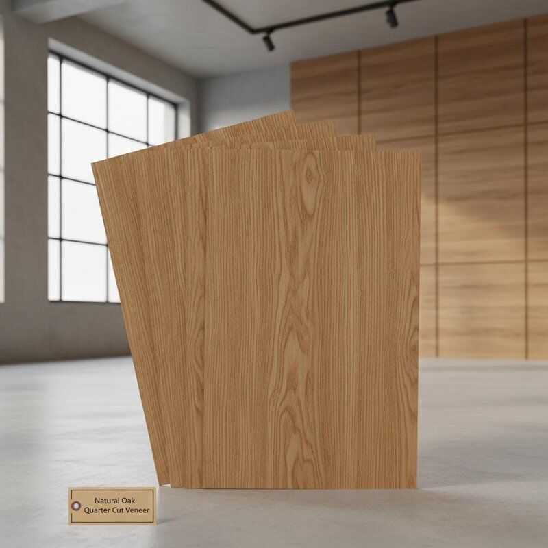 Natural Oak Veneer Sheets Quarter Cut Grain Suitable for Wall Paneling Offering Consistent and Attractive Wood Patterns