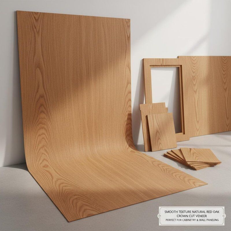 Veneer Gỗ Sồi Đỏ Tự Nhiên Vân Xoắn Ốc Cắt Lát Mịn Hoàn Hảo Cho Tủ Bếp, Ốp Tường và Các Dự Án Đồ Gỗ Tùy Chỉnh