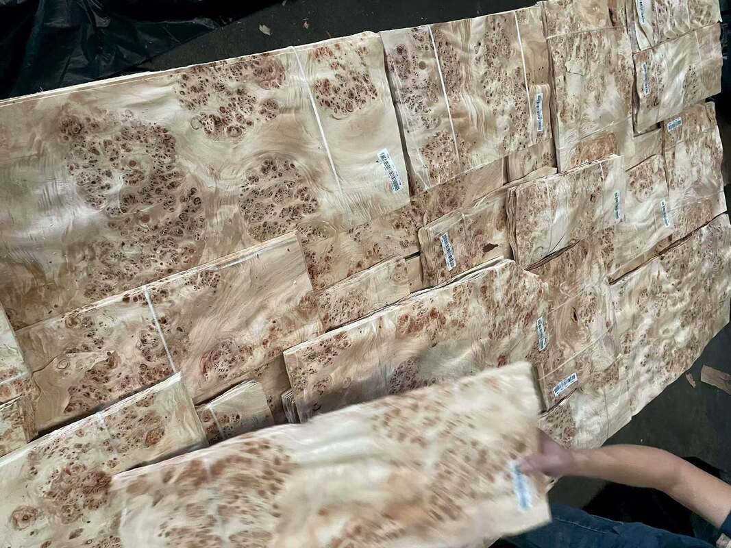 Dây tự nhiên Mappa Burl Veneer tấm với cắt cắt và 12-15% độ ẩm cho trang trí đồ nội thất